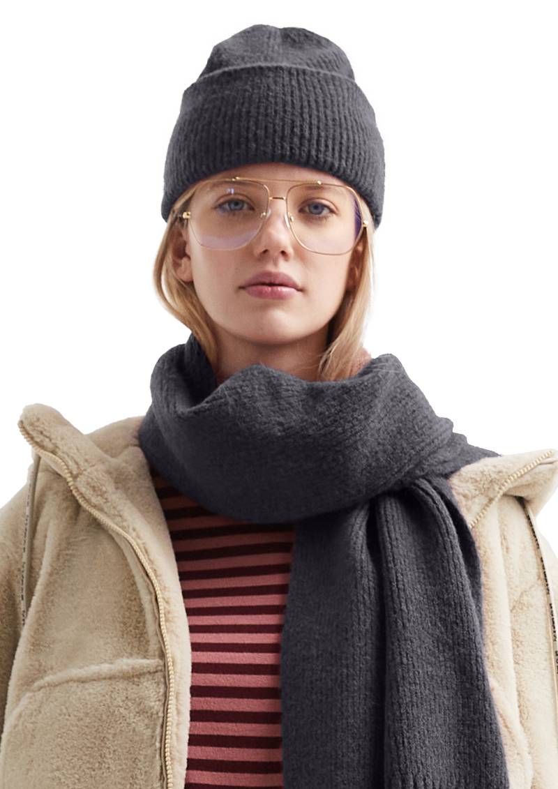 QS - Kuschelige Mütze mit Umschlag, Damen, grau von QS