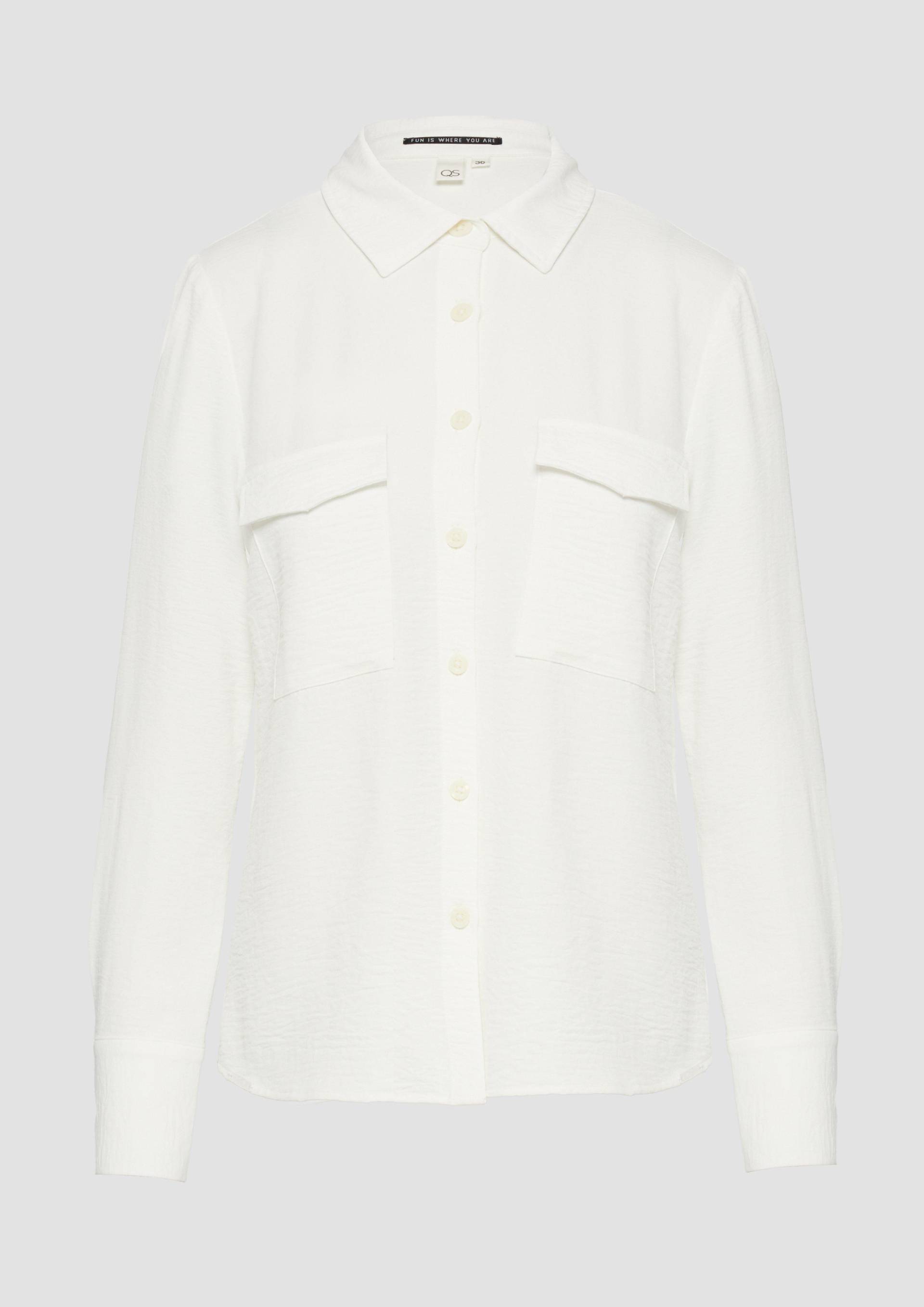QS - Lässige Hemdbluse mit aufgesetzten Taschen, Damen, creme von QS