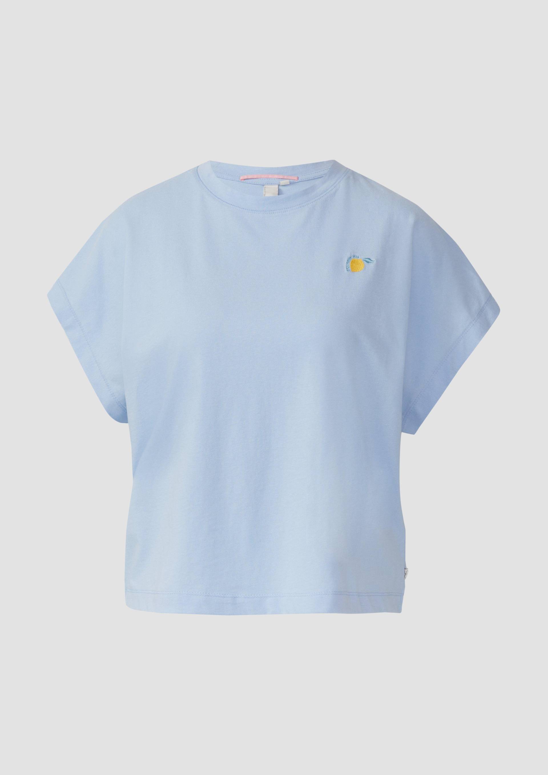 QS - Lässiges Shirt mit überschnittener Schulter, Damen, blau von QS