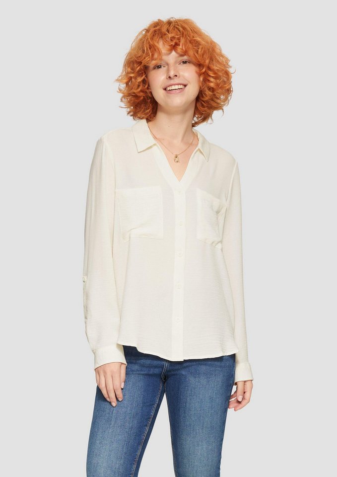 QS Langarmbluse Bluse Crêpe-Bluse mit Brusttaschen (1-tlg) von QS