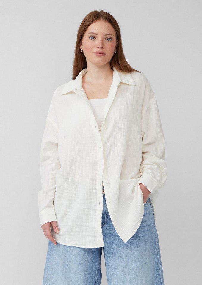 QS Langarmbluse Bluse Hemdbluse aus Musselin im Oversize-Schnitt von QS