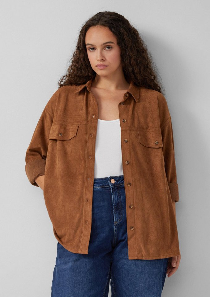 QS Langarmbluse Bluse Hemdbluse in Wildlederoptik von QS