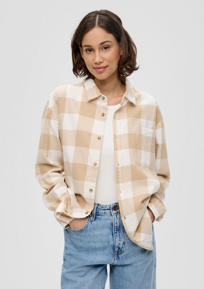 QS Langarmbluse Bluse Kariertes Hemd aus Baumwolle von QS