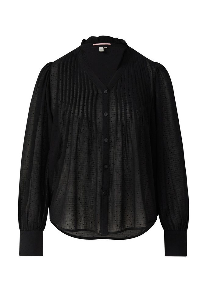 QS Langarmbluse Bluse Strukturierte Chiffonbluse mit Punktemuster (1-tlg) von QS