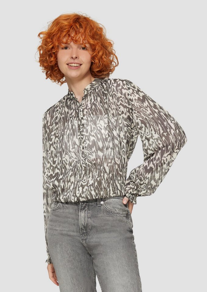 QS Langarmbluse Bluse Transparente Bluse mit All-over-Print (1-tlg) von QS