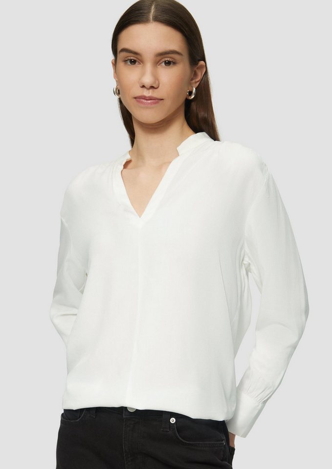 QS Langarmbluse Bluse Viskosebluse mit Smok-Detail an der Schuler von QS