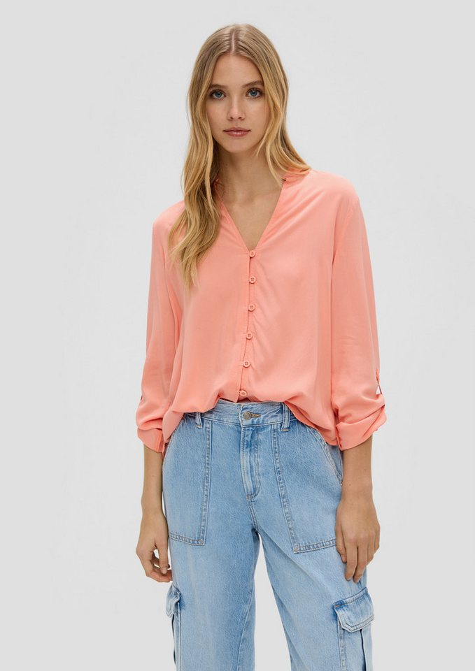 QS Langarmbluse Bluse Viskosebluse mit Turn-up-Funktion von QS