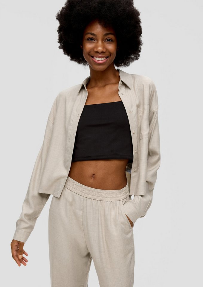 QS Langarmbluse Bluse Verkürzte Bluse aus Viskose von QS