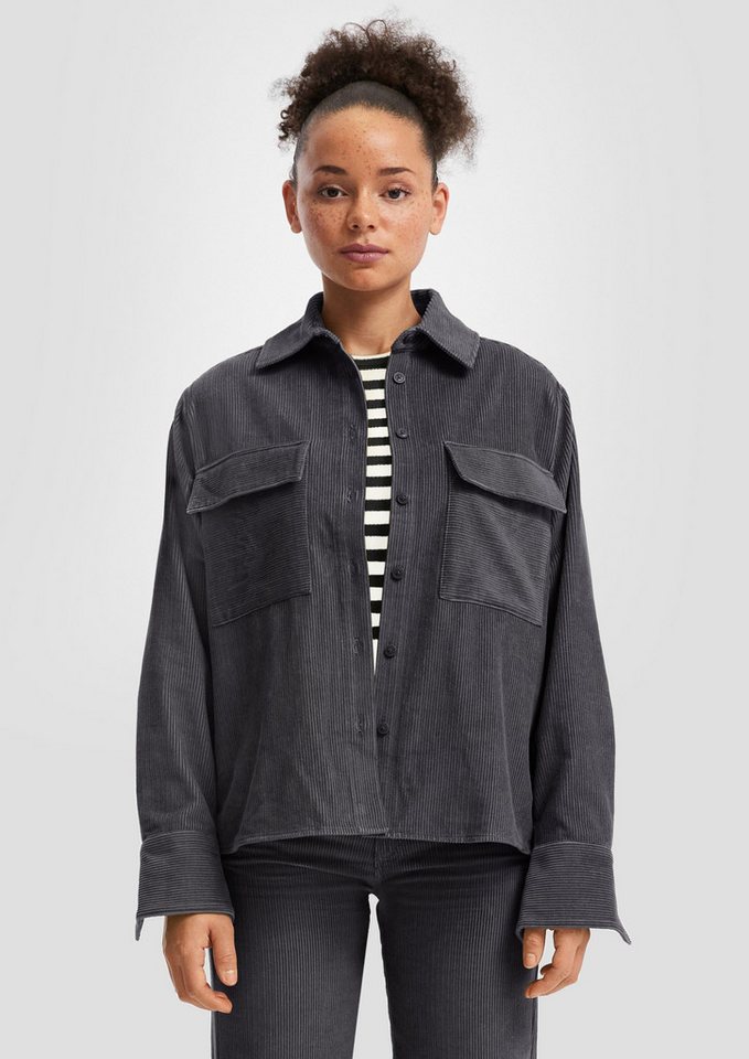 QS Langarmbluse Cord-Overshirt mit Brusttaschen von QS
