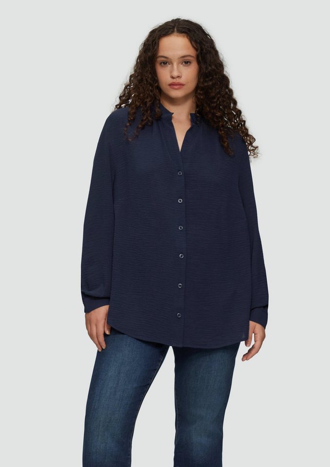 QS Langarmbluse Durchgeknöpfte Bluse aus Crêpe Raffung von QS