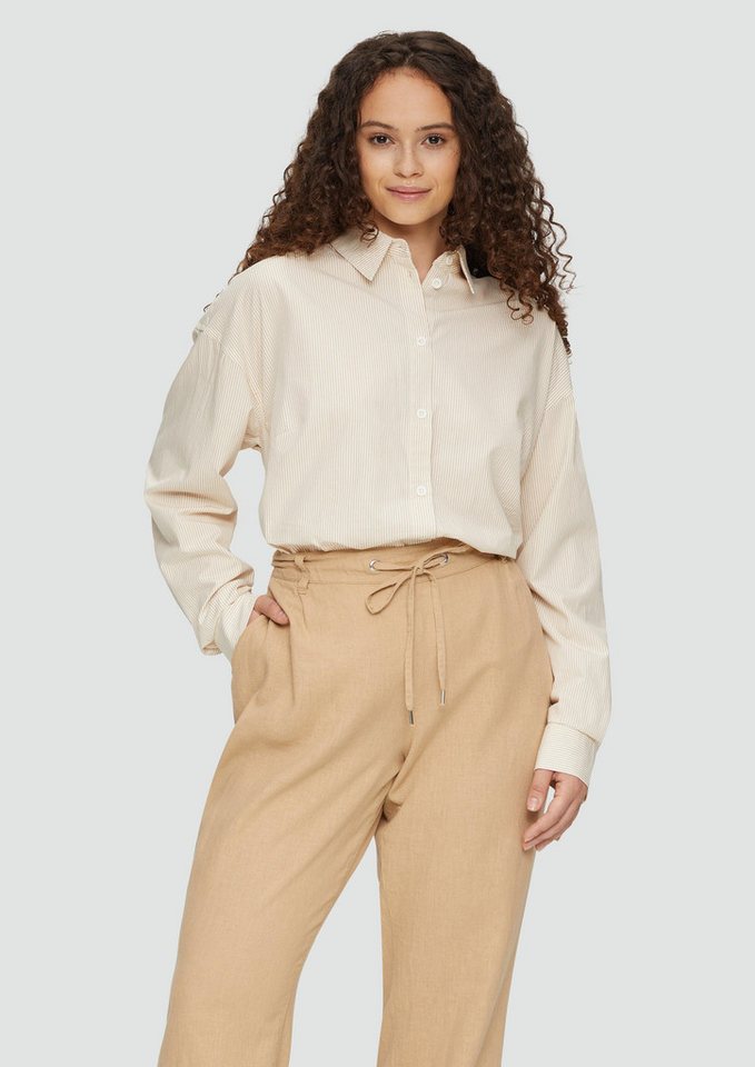 QS Langarmbluse Oversized-Hemdbluse aus Baumwolle Tape von QS