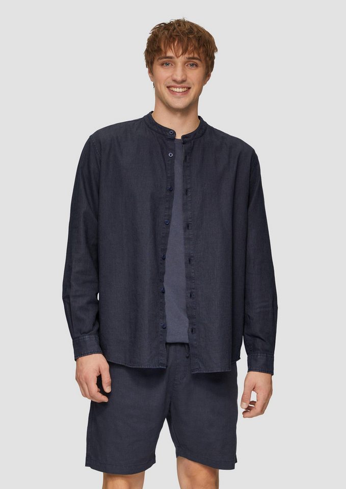 QS Langarmhemd Hemd Hemd aus Leinenmix mit Garment Dye von QS