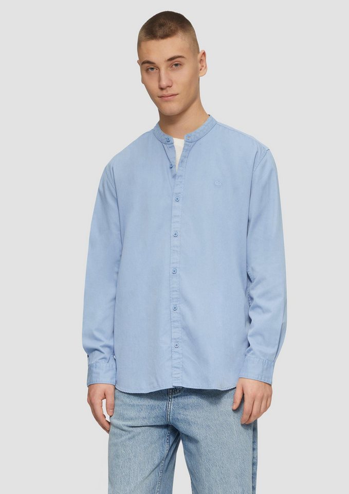 QS Langarmhemd Hemd Regular Fit: Gewaschenes Hemd mit Stickerei von QS