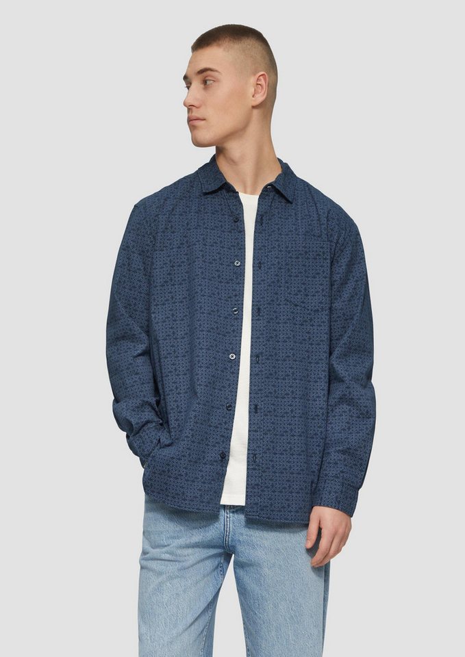 QS Langarmhemd Hemd Regular Fit: Hemd mit All-over-Print (1-tlg) von QS