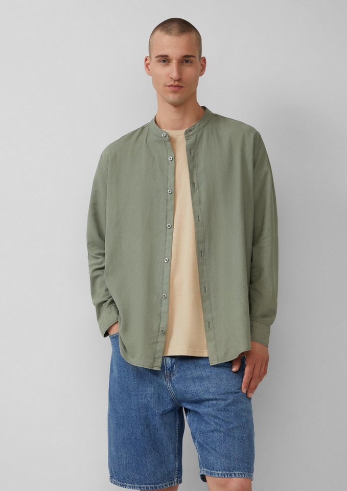 QS Langarmhemd Hemd Regular Fit: Gewaschenes Hemd aus Leinenmix von QS