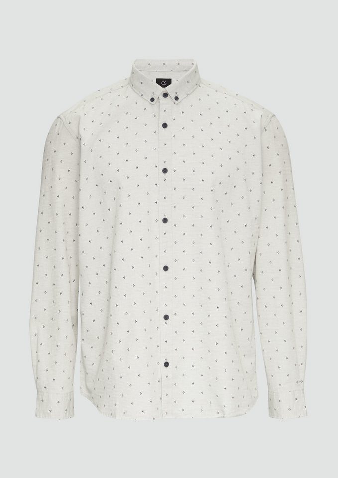 QS Langarmhemd Regular Fit: Hemd mit All-over-Print und Button-Down-Kragen von QS