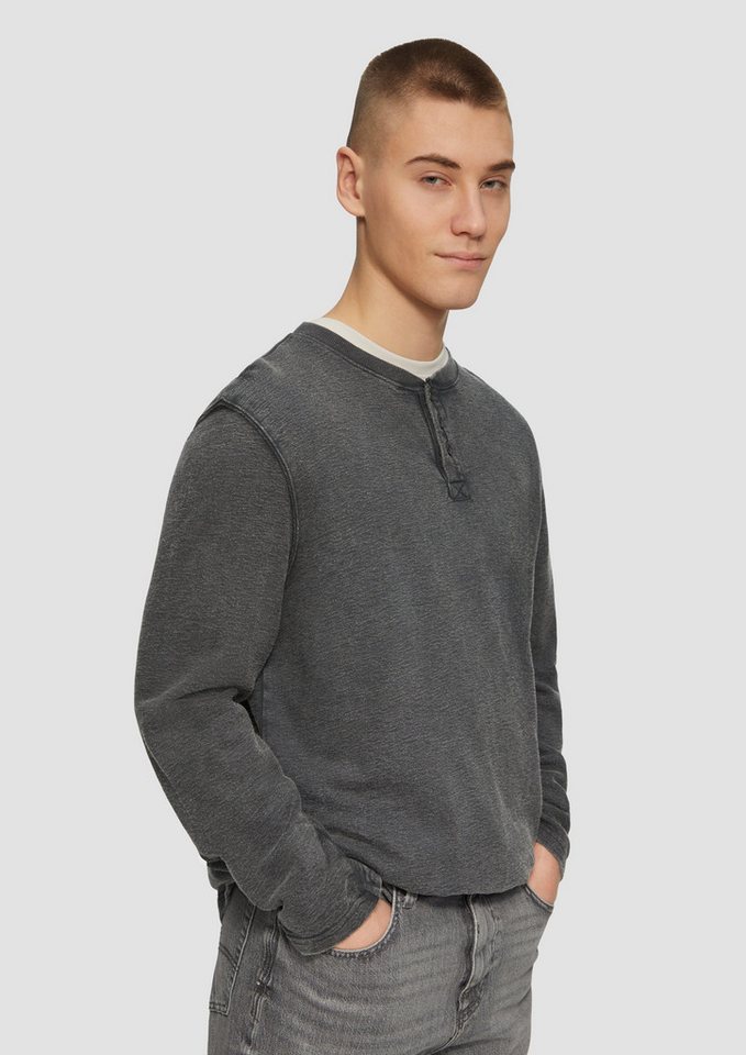 QS Langarmshirt Gewaschenes Henley-Longsleeve in Strukturjersey Waschung von QS
