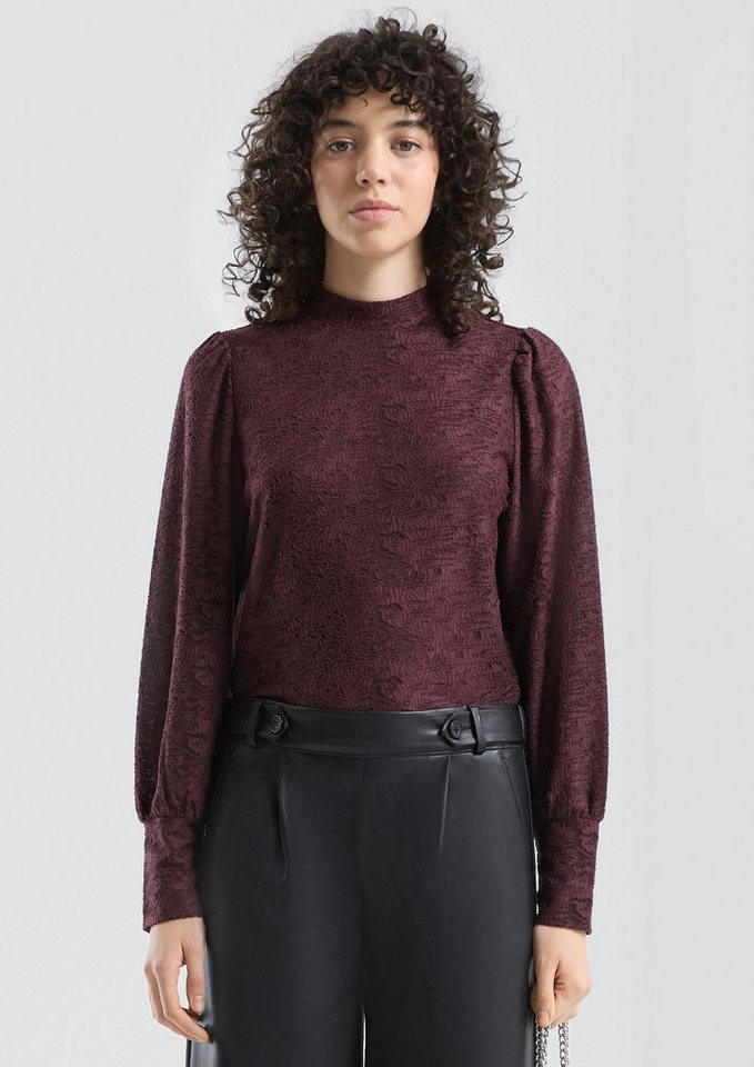 QS Langarmshirt T-Shirt Blusenshirt mit abstraktem Jaquardmuster von QS