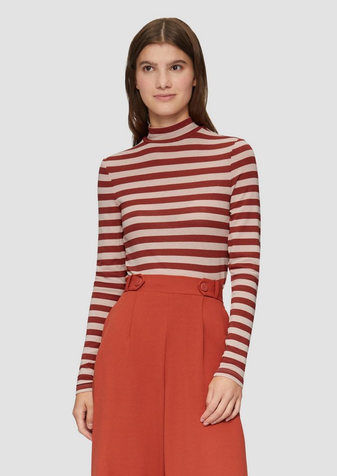 QS Langarmshirt T-Shirt Gestreiftes Longsleeve im Slim Fit von QS