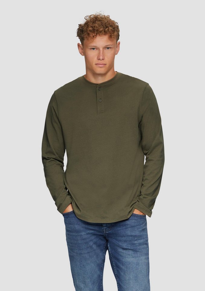 QS Langarmshirt T-Shirt Henley mit Knopfverschluss von QS