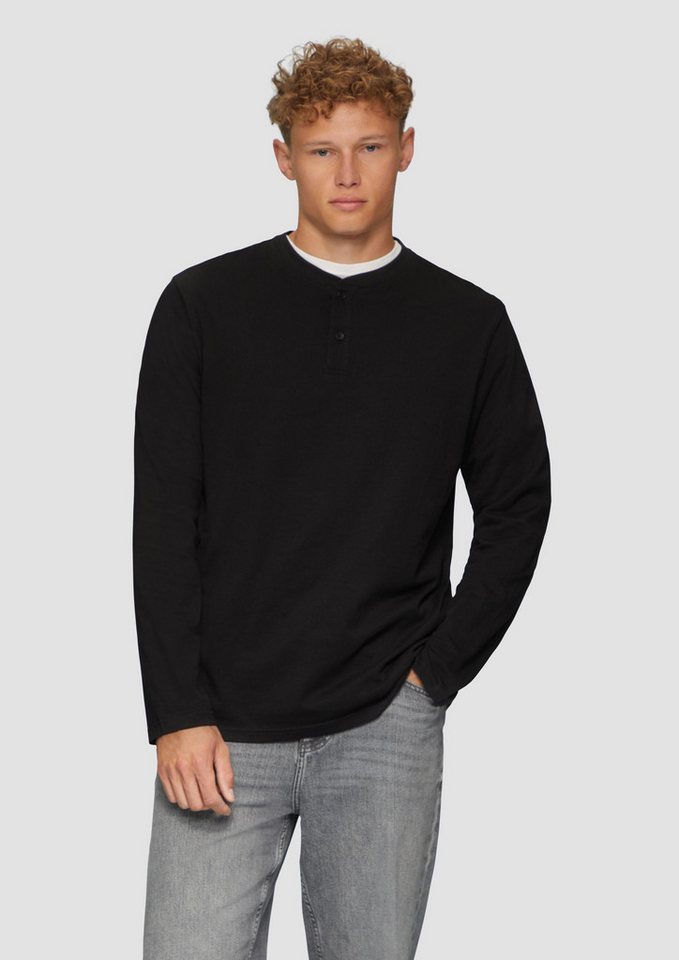 QS Langarmshirt T-Shirt Henley mit Knopfverschluss von QS