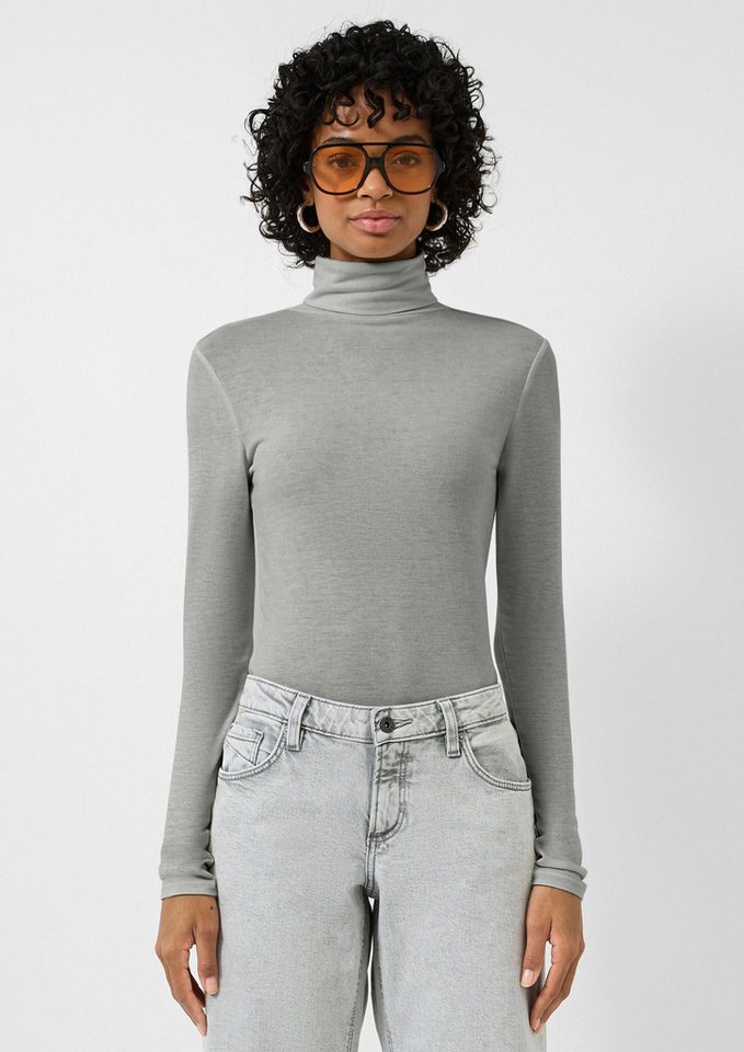 QS Langarmshirt T-Shirt Leicht transparentes Rollkragenshirt von QS
