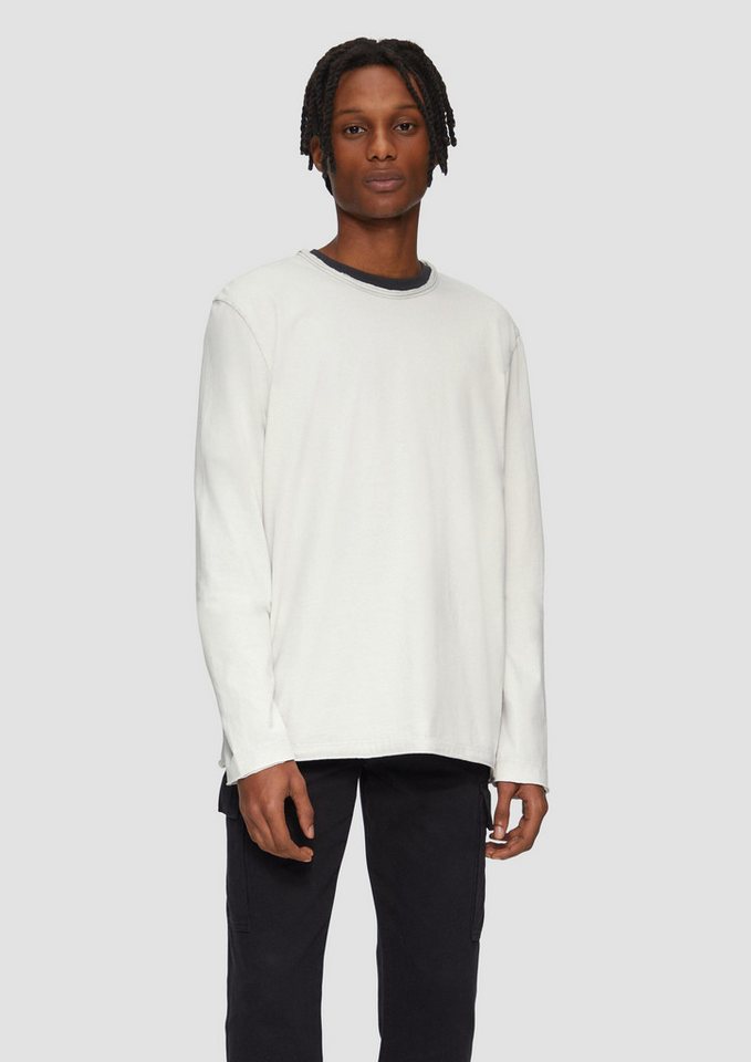 QS Langarmshirt T-Shirt Longsleeve mit Acid Wash von QS