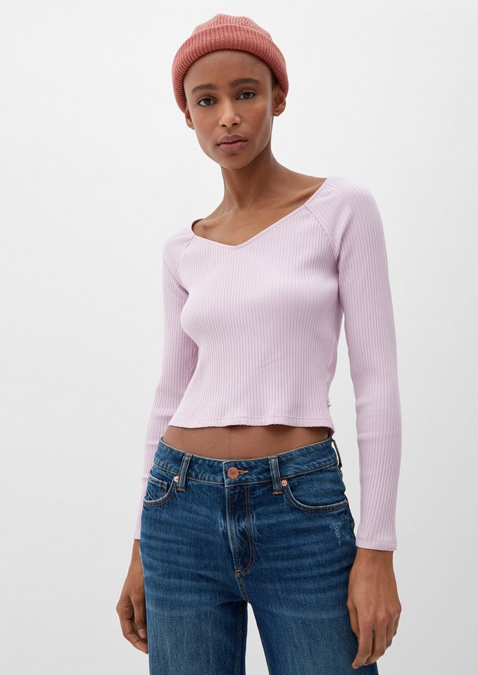 QS Langarmshirt T-Shirt Longsleeve mit Rippstruktur von QS