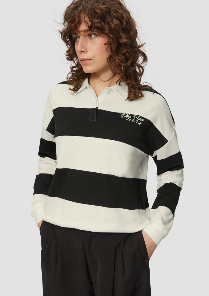 QS Langarmshirt T-Shirt Poloshirt im Loose Fit mit Blockstreifen von QS