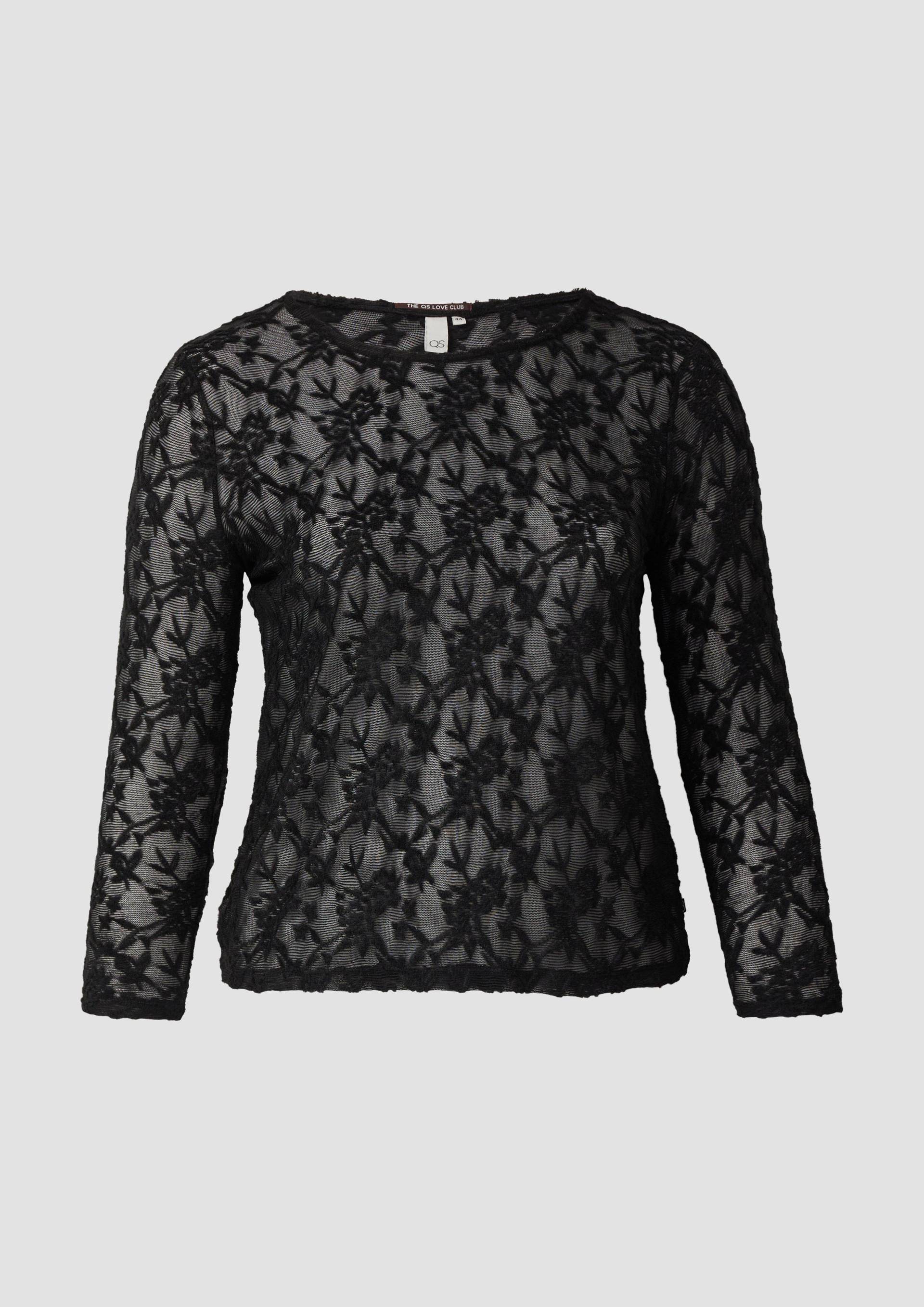 QS - Langarmshirt aus Spitze, Damen, schwarz von QS