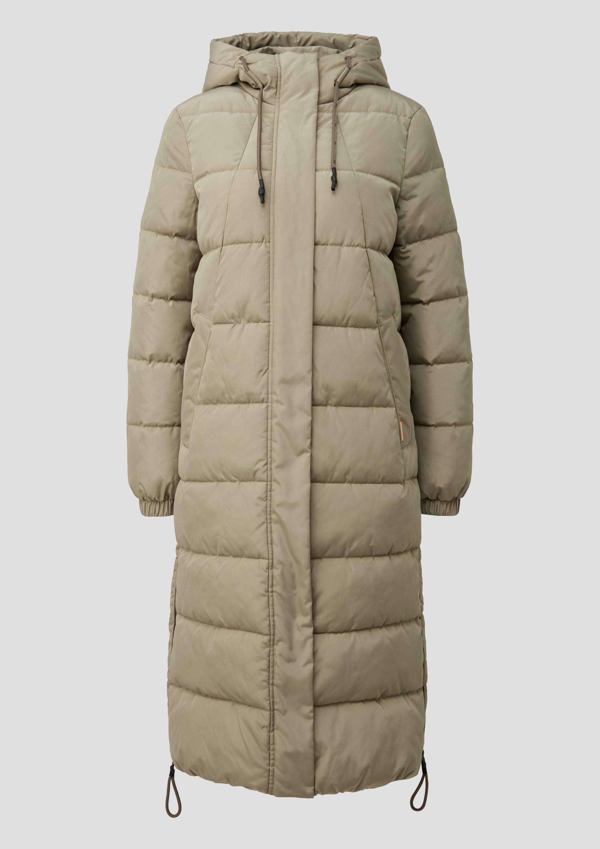 QS - Langer, wärmend wattierter Steppmantel mit Kapuze, Damen, Beige QS - Langer, wärmend wattierter Steppmantel mit Kapuze, Damen, Beige von QS