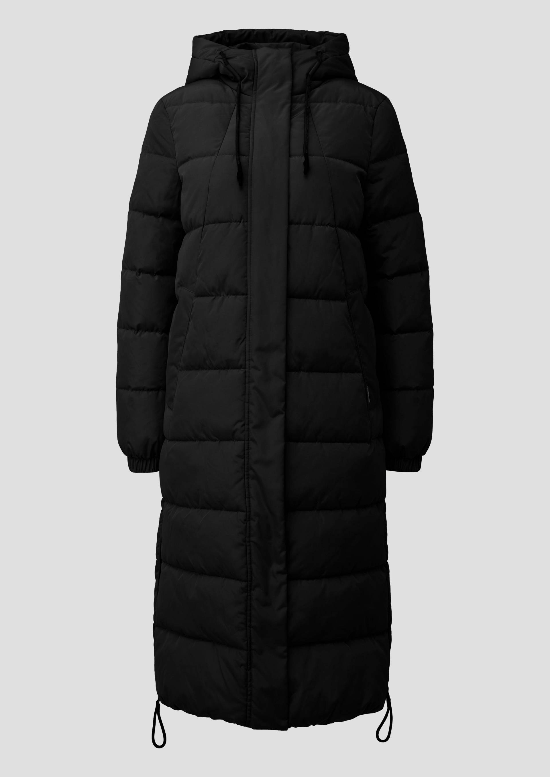 QS - Langer, wärmend wattierter Steppmantel mit Kapuze, Damen, schwarz QS - Langer, wärmend wattierter Steppmantel mit Kapuze, Damen, schwarz von QS