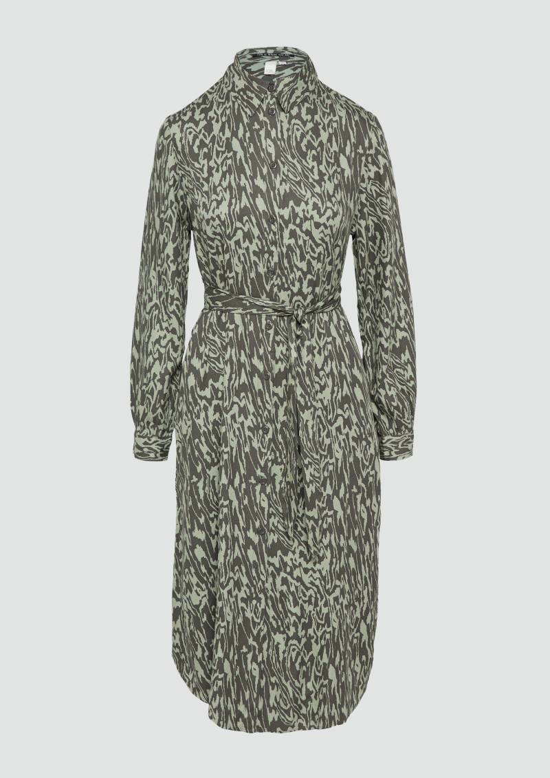 QS - Langes Kleid mit All-Over-Print, Damen, grün|schwarz von QS