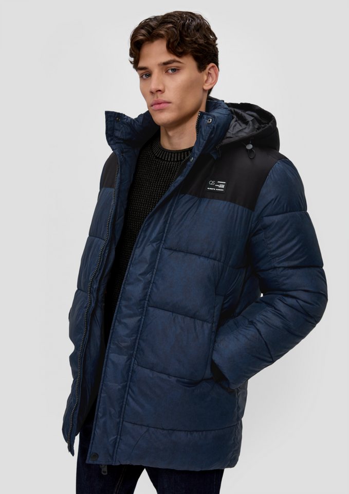 QS Langmantel Steppjacke in Colour Blocking-Optik Artwork von QS