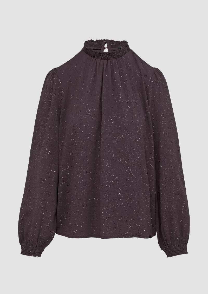 QS - Leicht strukturierte Bluse mit gemocktem Stehkragen, Damen, lila von QS
