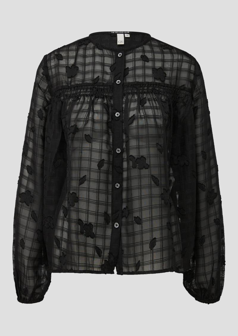 QS - Leicht transparente Chiffonbluse, Damen, schwarz von QS