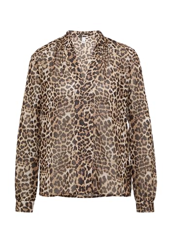 QS Leicht transparente Chiffonbluse mit All-Over-Print Dunkelbraun 34 von QS