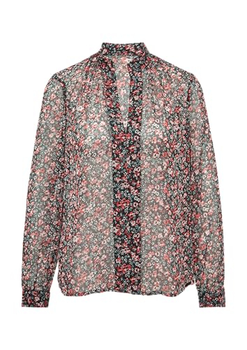 QS Leicht transparente Chiffonbluse mit All-Over-Print schwarz 38 von QS