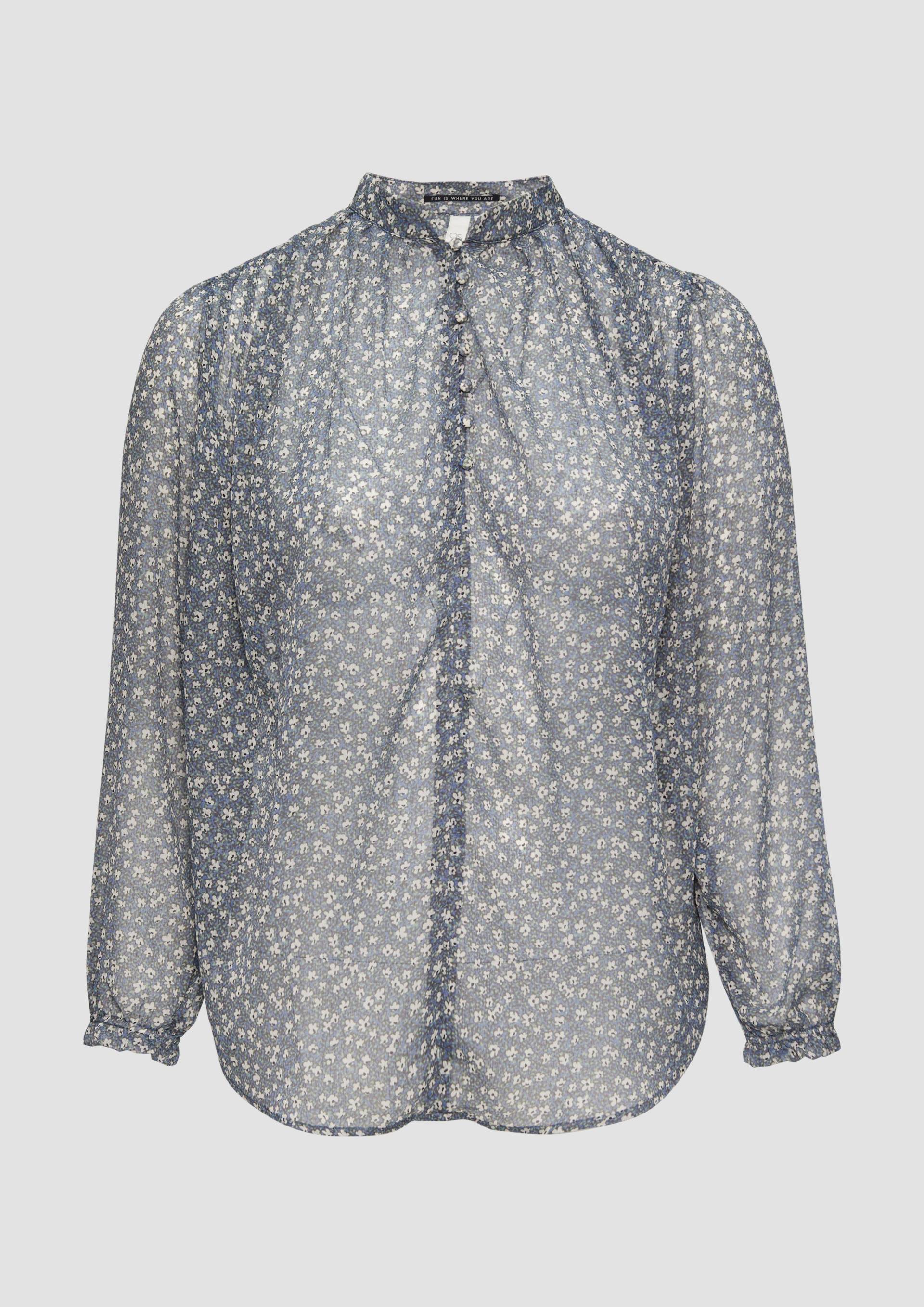 QS - Leicht transparente Chiffonbluse mit Puffärmeln, Damen, grau|mehrfarbig QS - Leicht transparente Chiffonbluse mit Puffärmeln, Damen, grau|mehrfarbig von QS