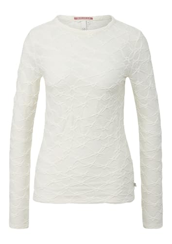 QS Leicht transparentes Langarmshirt mit Strukturmuster Creme XL von QS