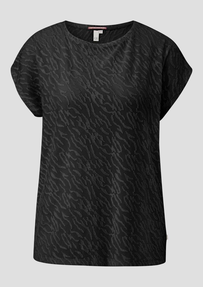 QS - Leicht transparentes Oversize-Shirt mit Ausbrennermuster, Damen, schwarz QS - Leicht transparentes Oversize-Shirt mit Ausbrennermuster, Damen, schwarz von QS
