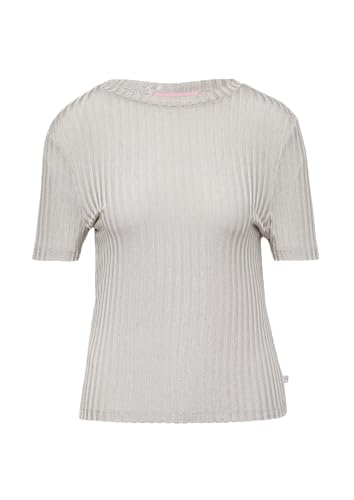 QS Leicht transparentes Rippshirt im Metallic-Look hellgrau M von QS
