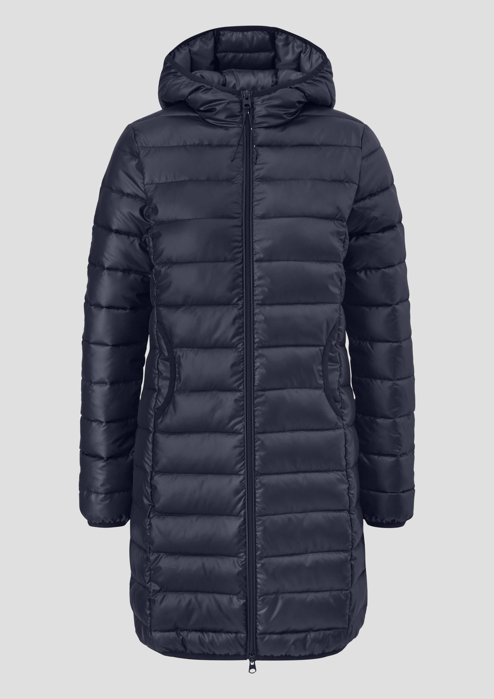 QS - Leicht wattierter Steppmantel mit Kapuze, Damen, blau von QS