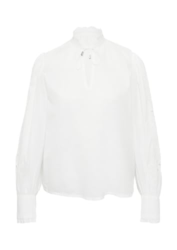 QS Leichte Baumwollbluse mit Stickerei am Ärmel weiß 38 von QS