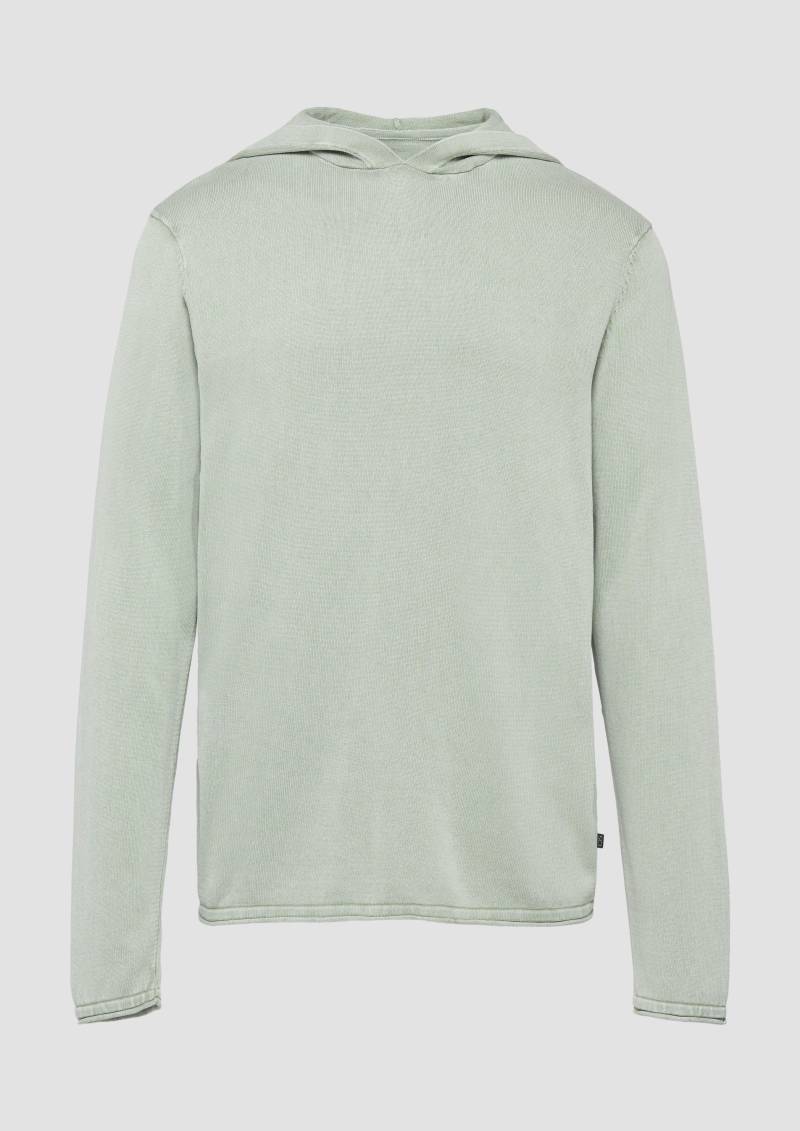 QS - Kapuzenpullover aus Feinstrick in gewaschener Optik, Herren, grün von QS