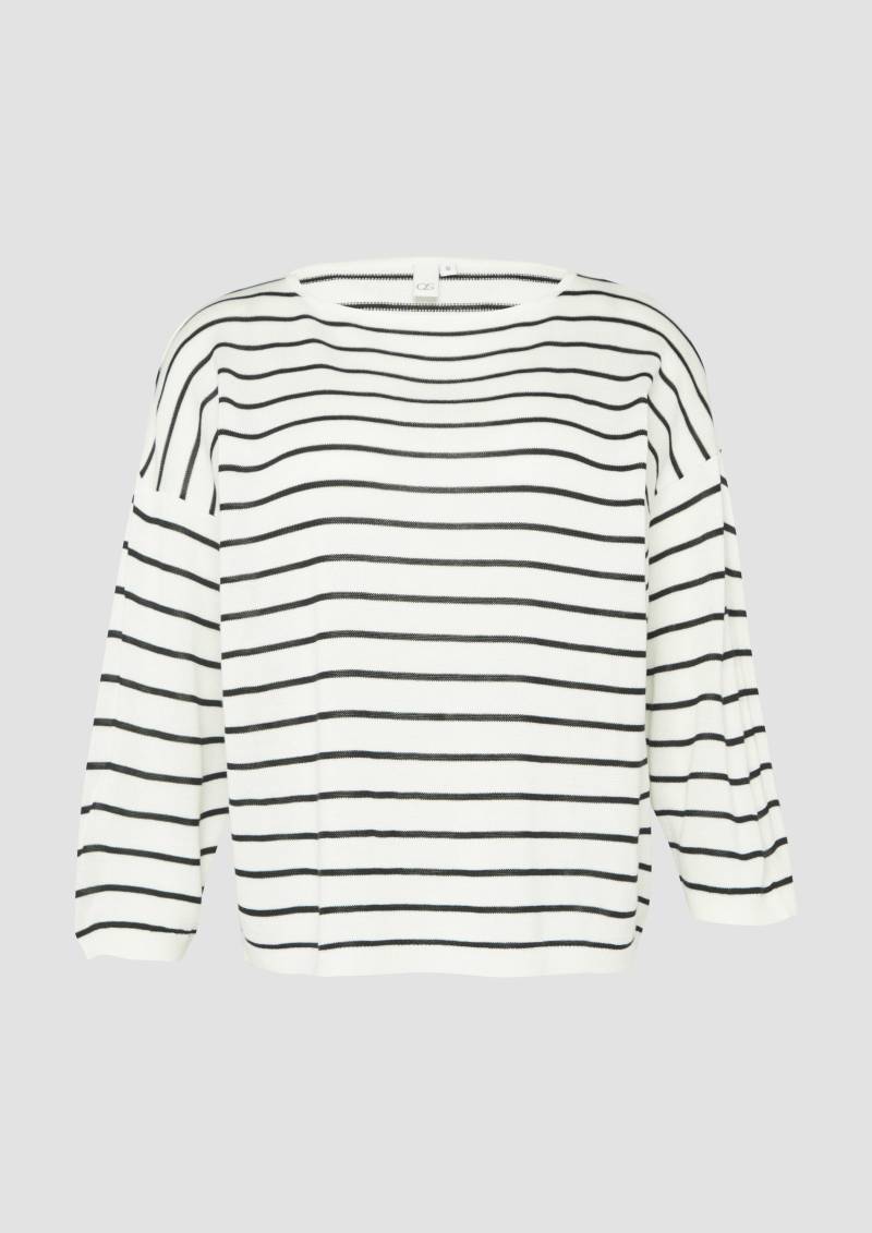 QS - Leichter Strickpullover aus Viskosemix, Damen, schwarz|weiß von QS