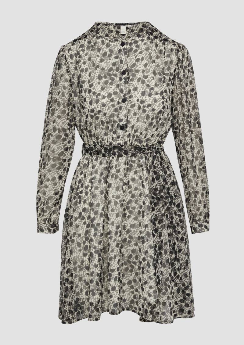 QS - Leichtes Chiffonkleid mit All-over-Print, Damen, Beige von QS