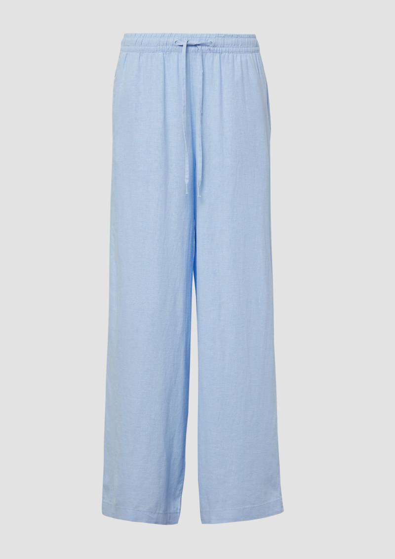 QS - Leinenmixhose mit Gummizug und weitem Bein, Damen, blau von QS