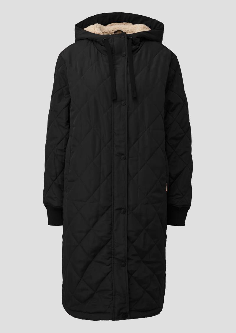QS - Locker geschnittener Steppmantel mit Teddyfutter, Damen, schwarz von QS