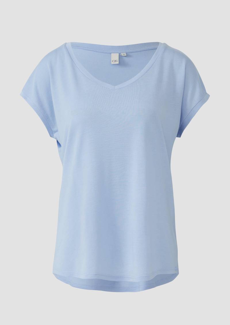 QS - Locker geschnittenes T-Shirt aus Lyocellmix, Damen, blau von QS